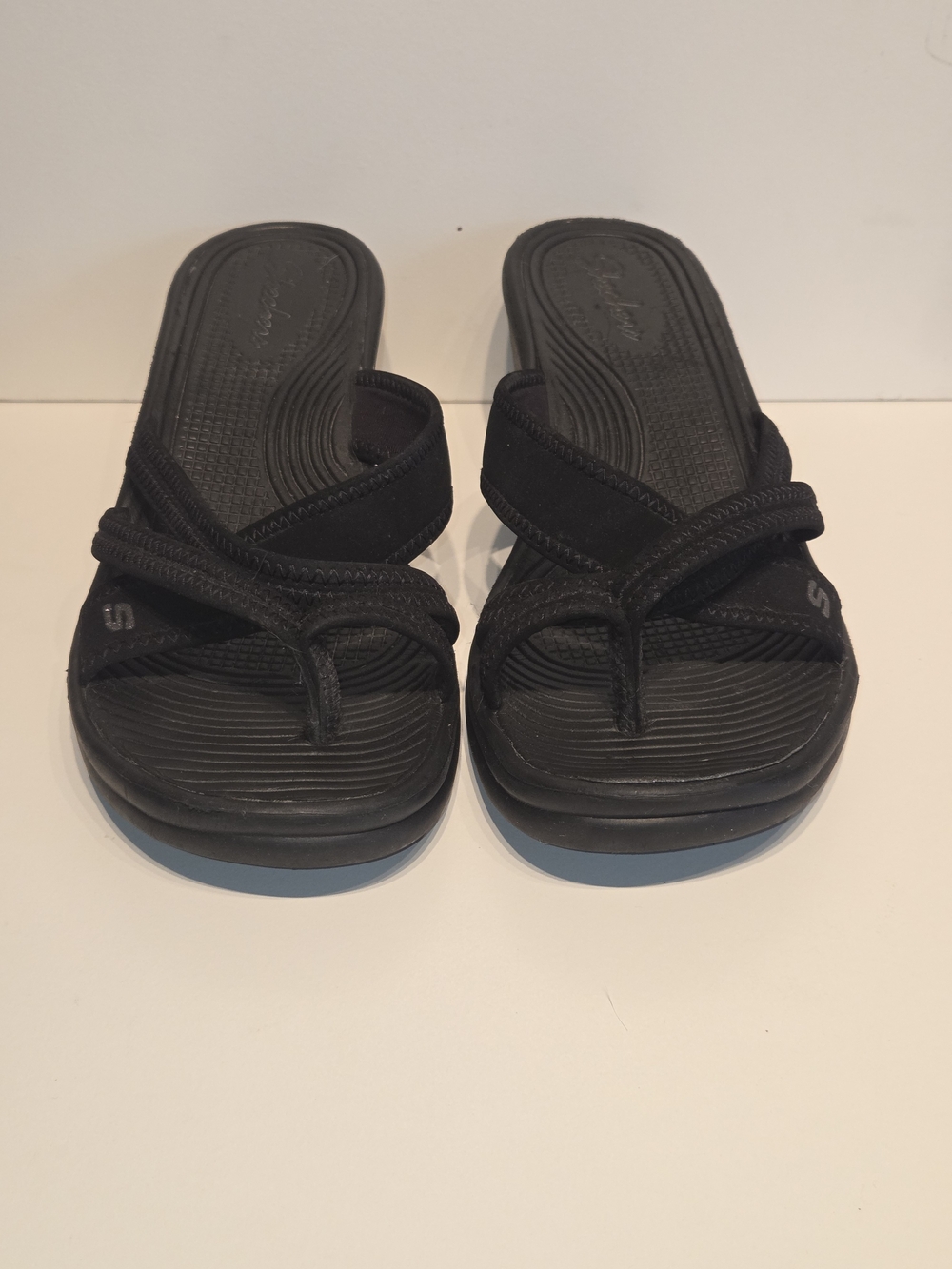 Skechers Black Comfort Slide Sandals for Women